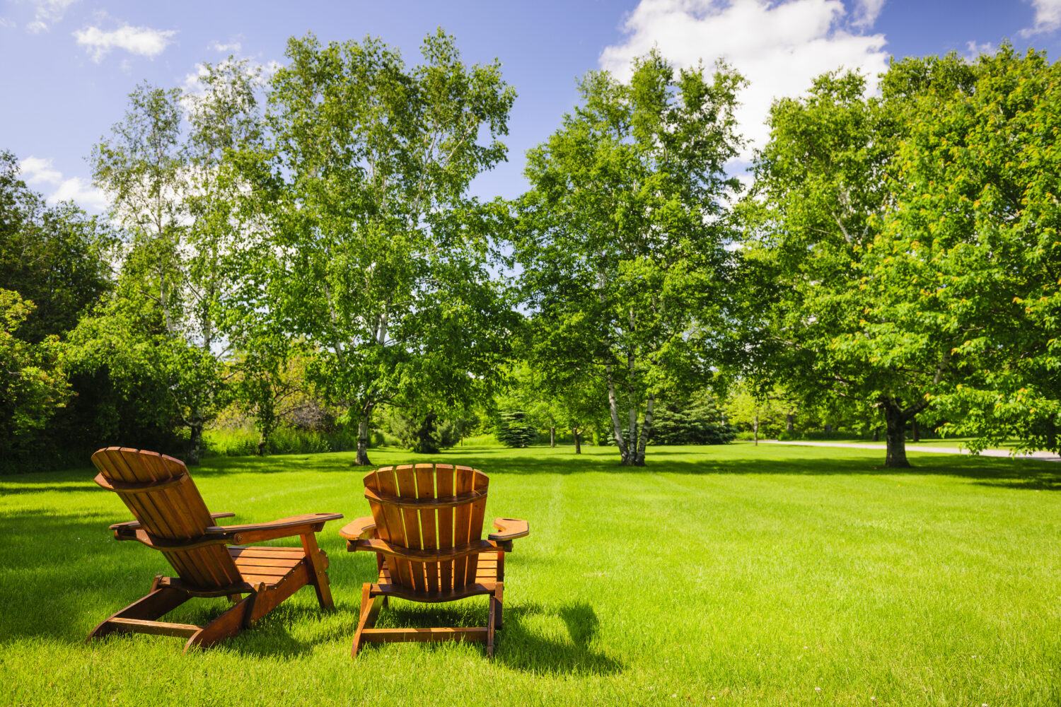 Professional lawn care relaxing in chairs