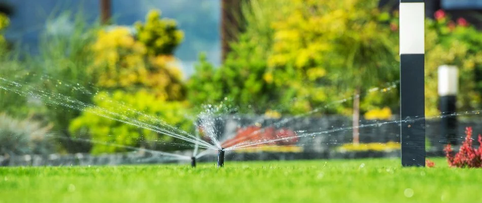 Irrigation system in Saline, MI, watering a lawn.